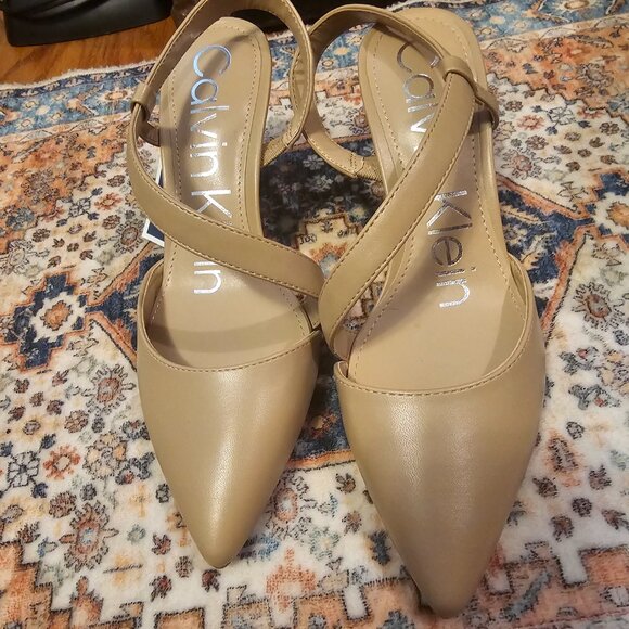 Calvin Klein Cream Heels with Ankle Straps - Picture 4 of 5